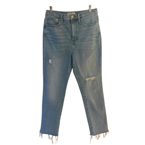 MADEWELL "Coffey" Light Wash Blue The Perfect Vintage Distressed Mom Jeans 28 - Picture 4 of 10